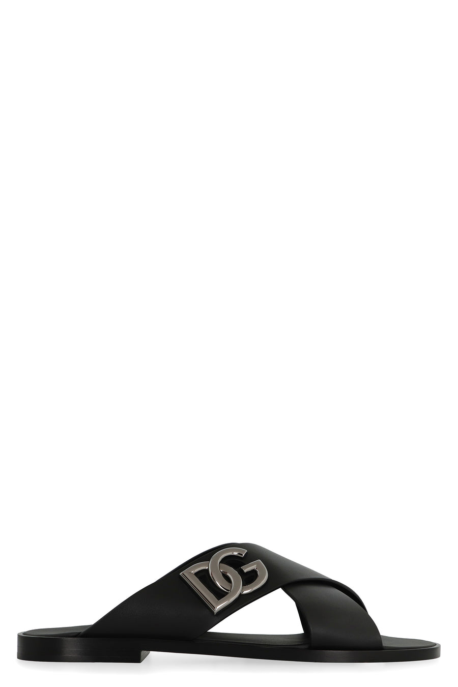 Black Calfskin Sandals Flip Flops & Slides