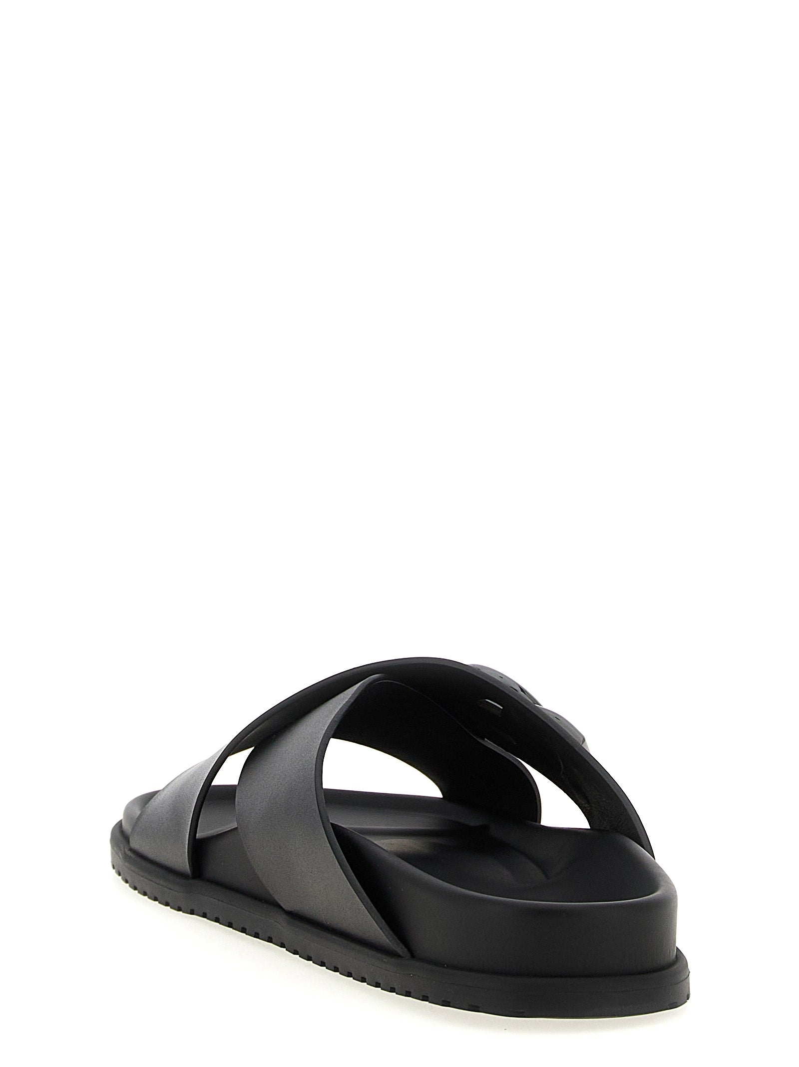 Leather slides Black Calfskin (bos Taurus) Sandal