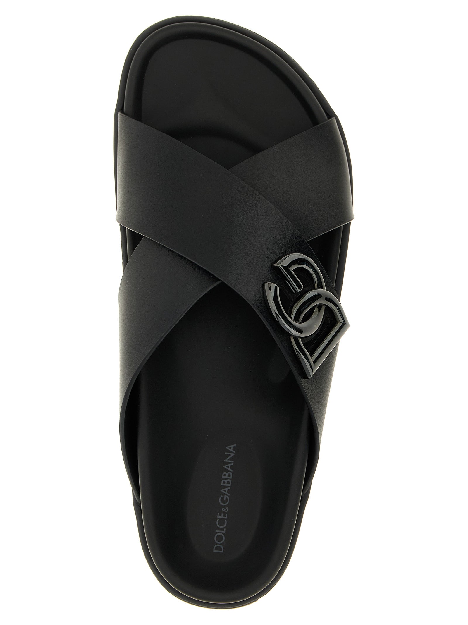 Leather slides Black Calfskin (bos Taurus) Sandal