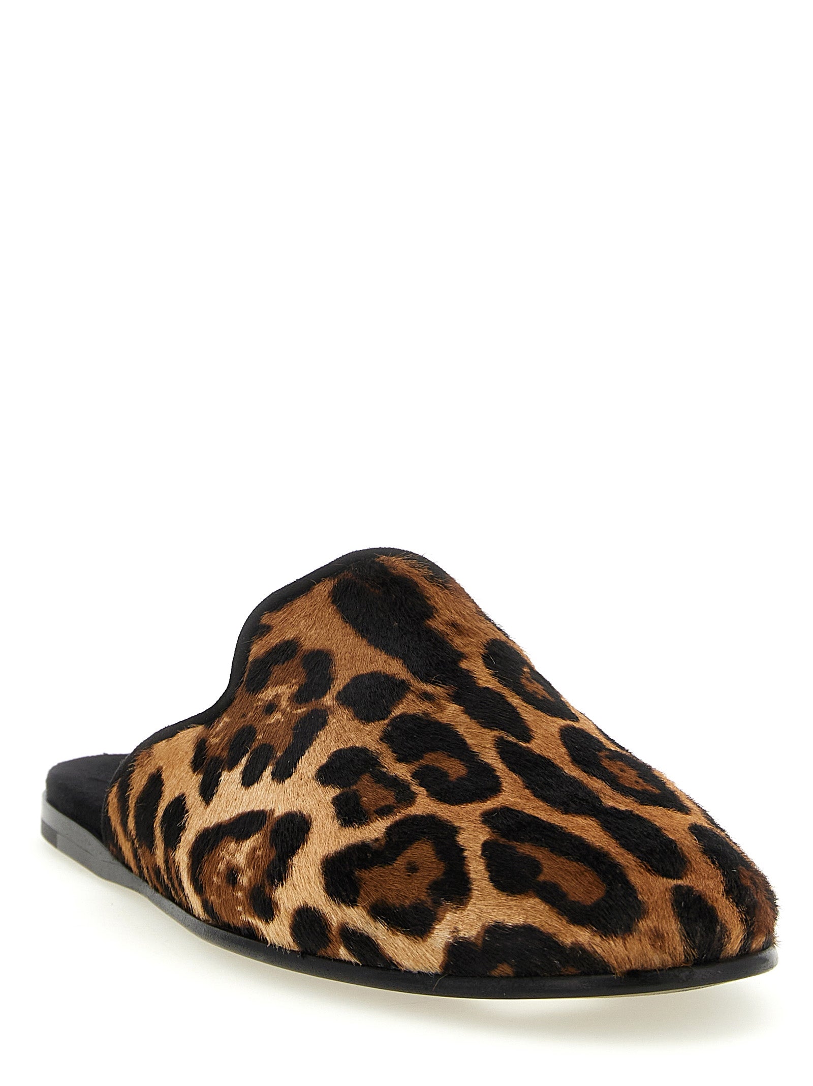 Young Pope slipper Brown Calfskin Leather Goat Flat Shoes