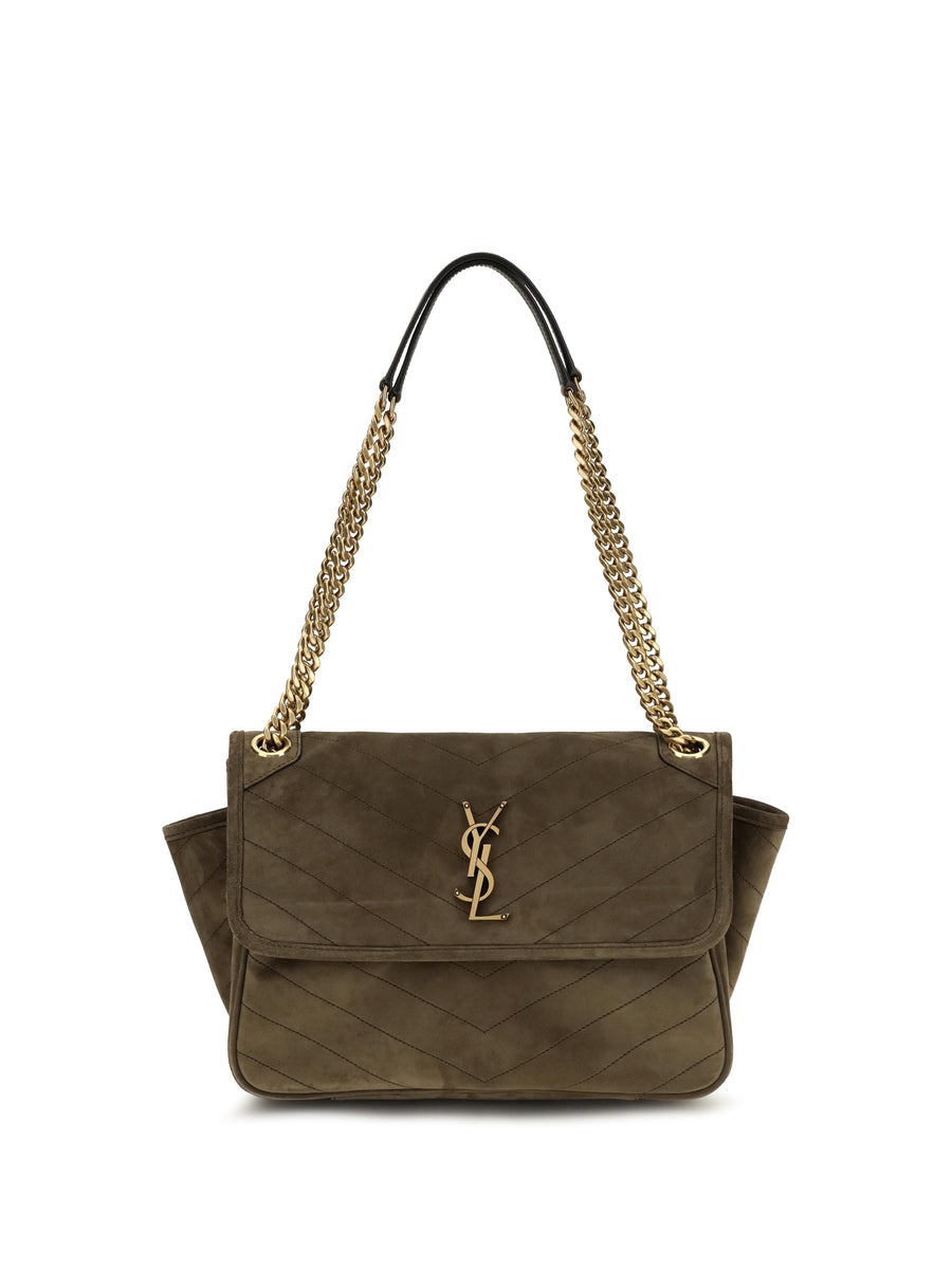 Niki Tripouch Suede Shoulder Bag Light Musk
