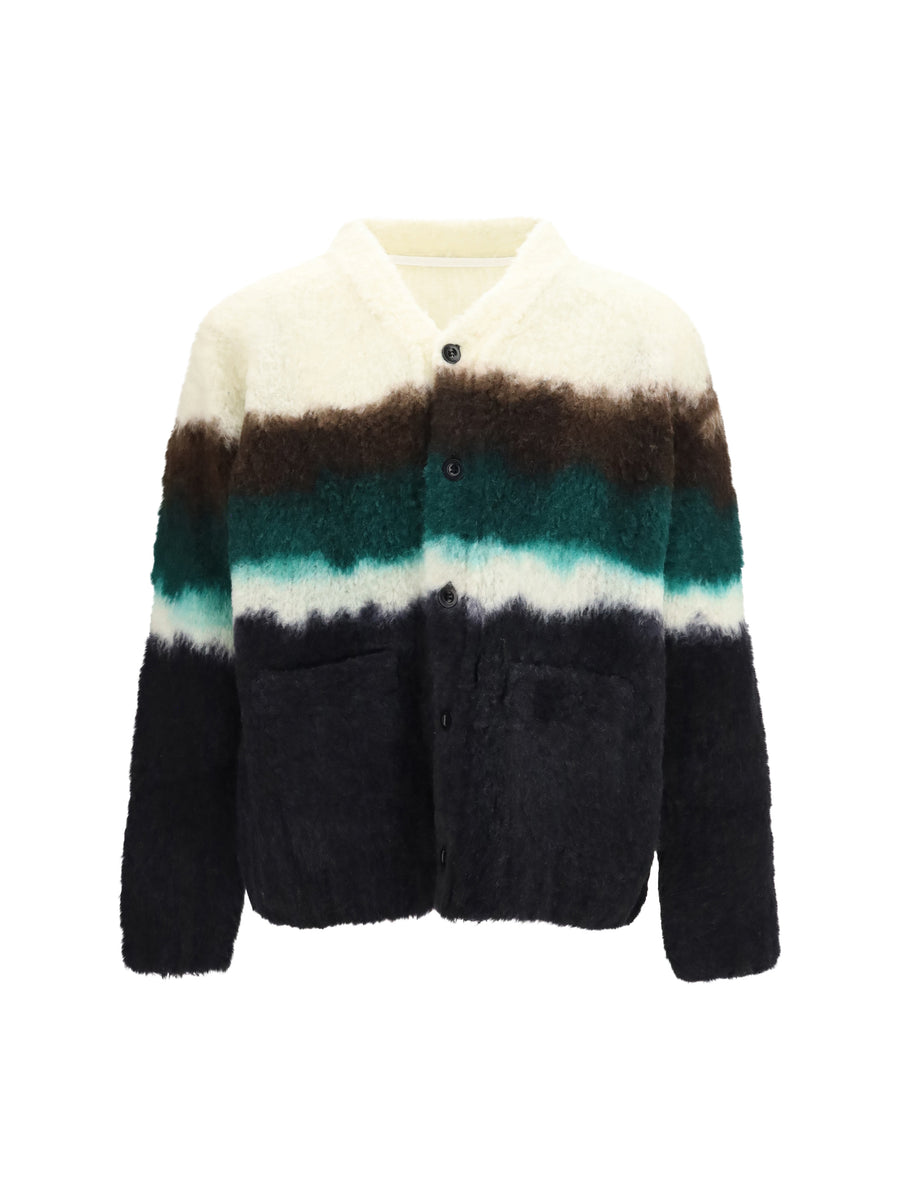 Chusen-Dyed Cardigan Black Multi Wool Ovis Aries; Polyester