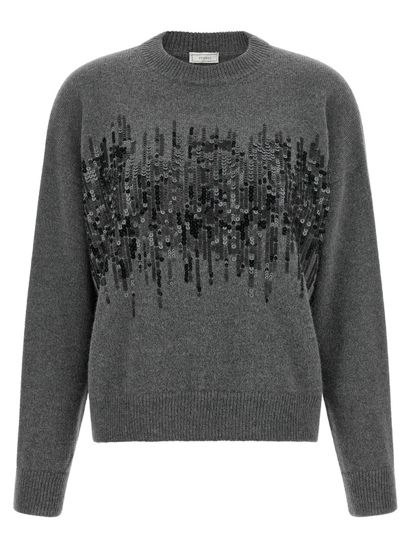 Peserico Sequin-Embroidered Sweater — Grey