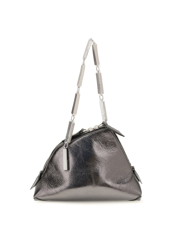 The Attico 100% Calf Leather Bos Taurus shoulder bag in silver