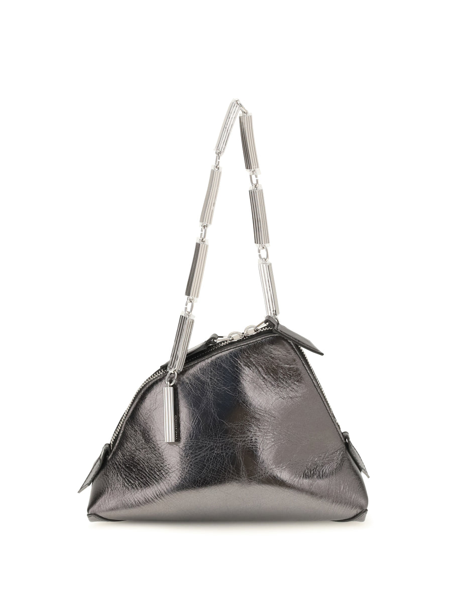 The Attico 100% Calf Leather Bos Taurus shoulder bag in silver