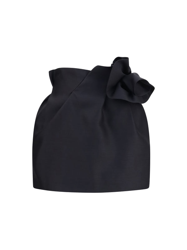 Mini Skirt Wool And Silk Black