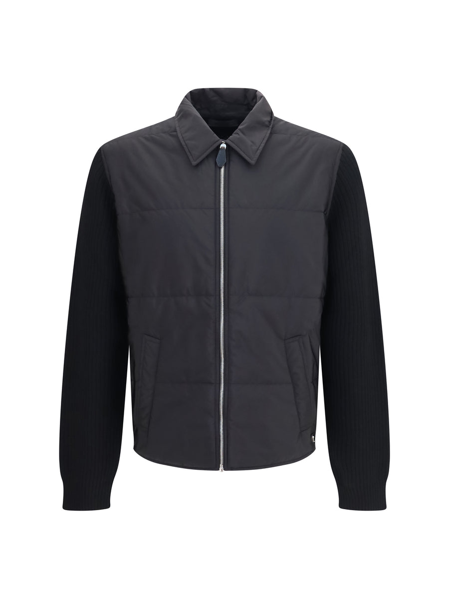 Knit Jacket With Padded Front Nero Knitwear
