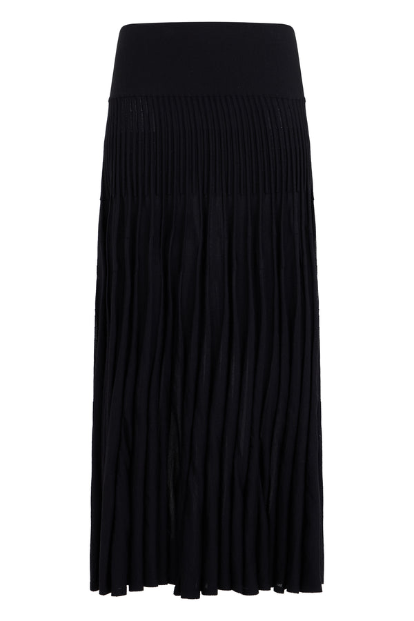 Pleated Wool Skirt Black Virgin