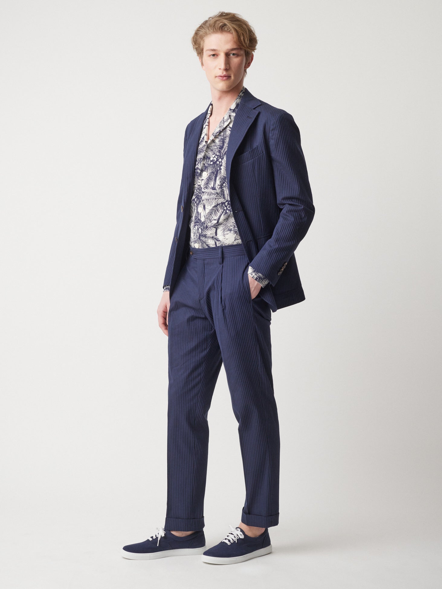 Aabba Printed Overshirt Blue Shirt