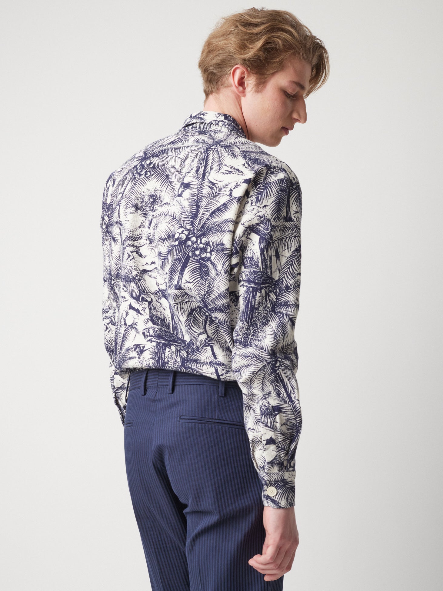 Aabba Printed Overshirt Blue Shirt