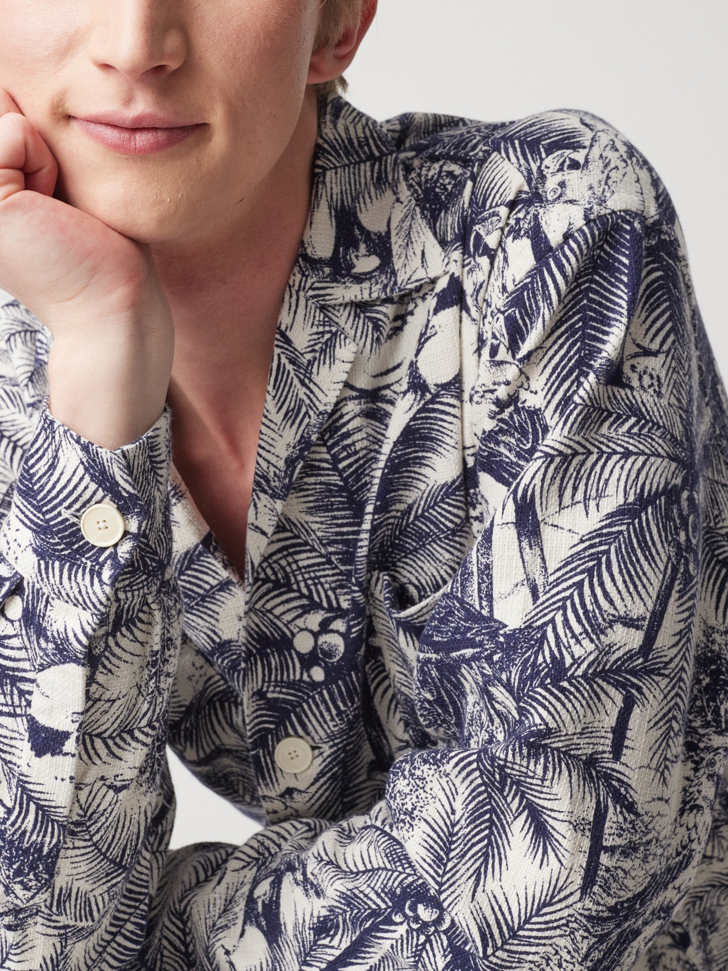 Aabba Printed Overshirt Blue Shirt