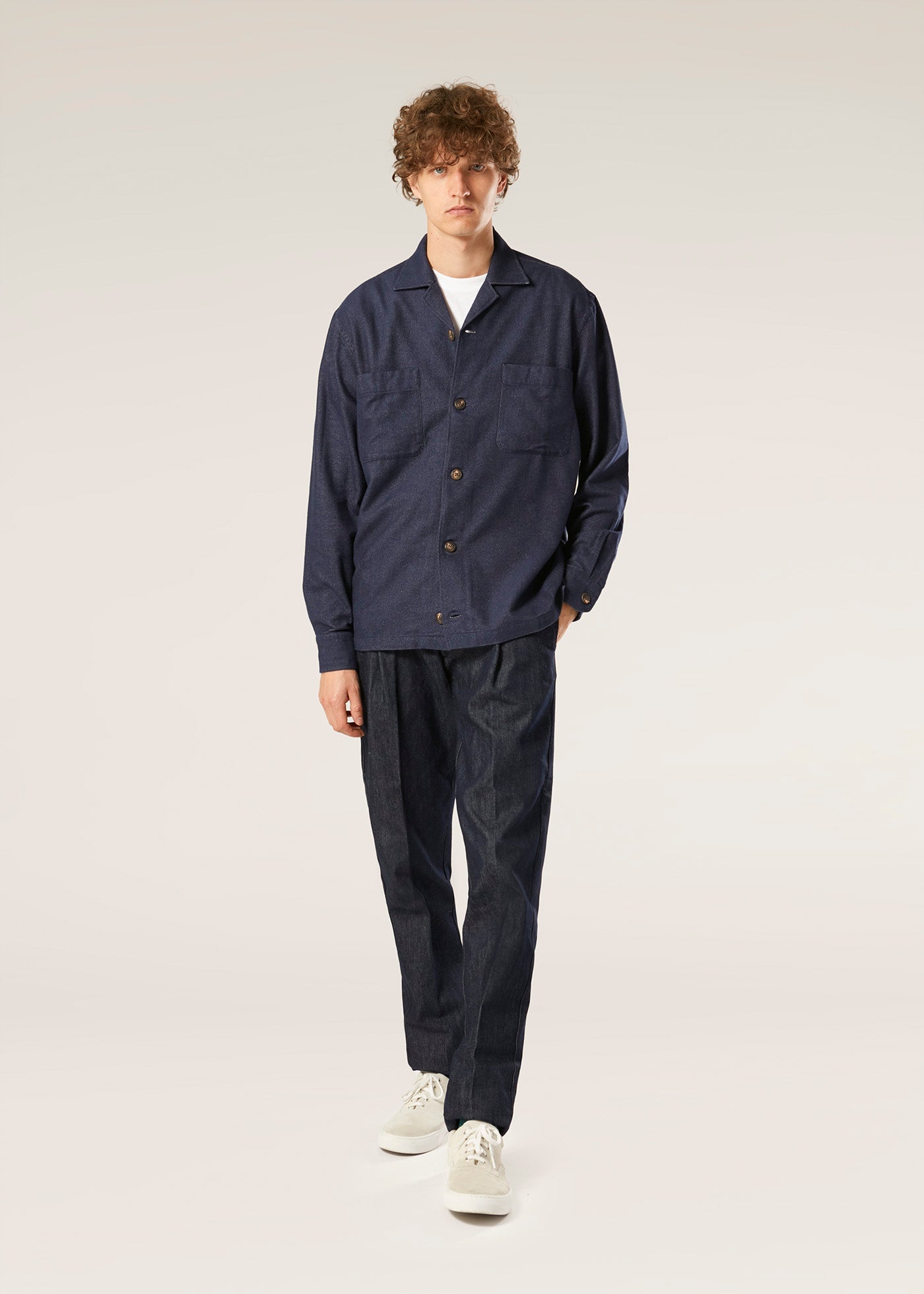 Aabba Blue Cotton Overshirt Shirt