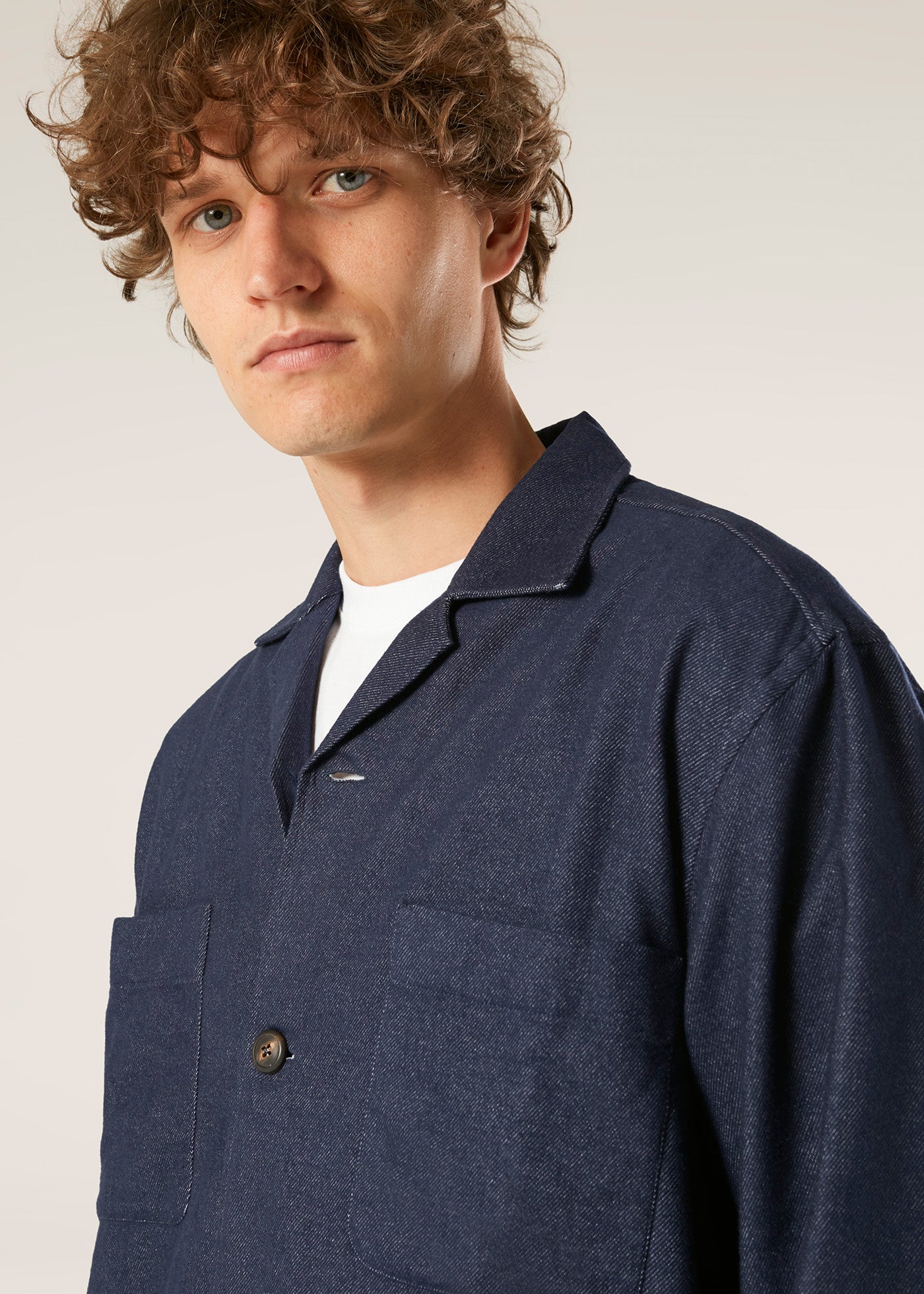Aabba Blue Cotton Overshirt Shirt