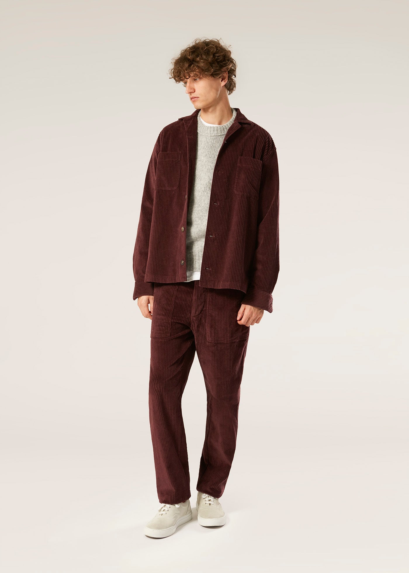 Aabba Wide Corudroy Overshirt Red Shirt