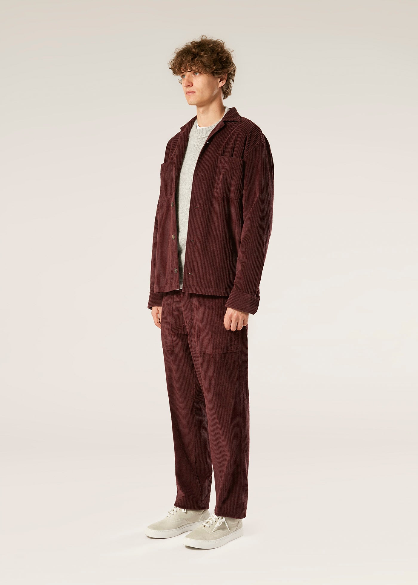 Aabba Wide Corudroy Overshirt Red Shirt