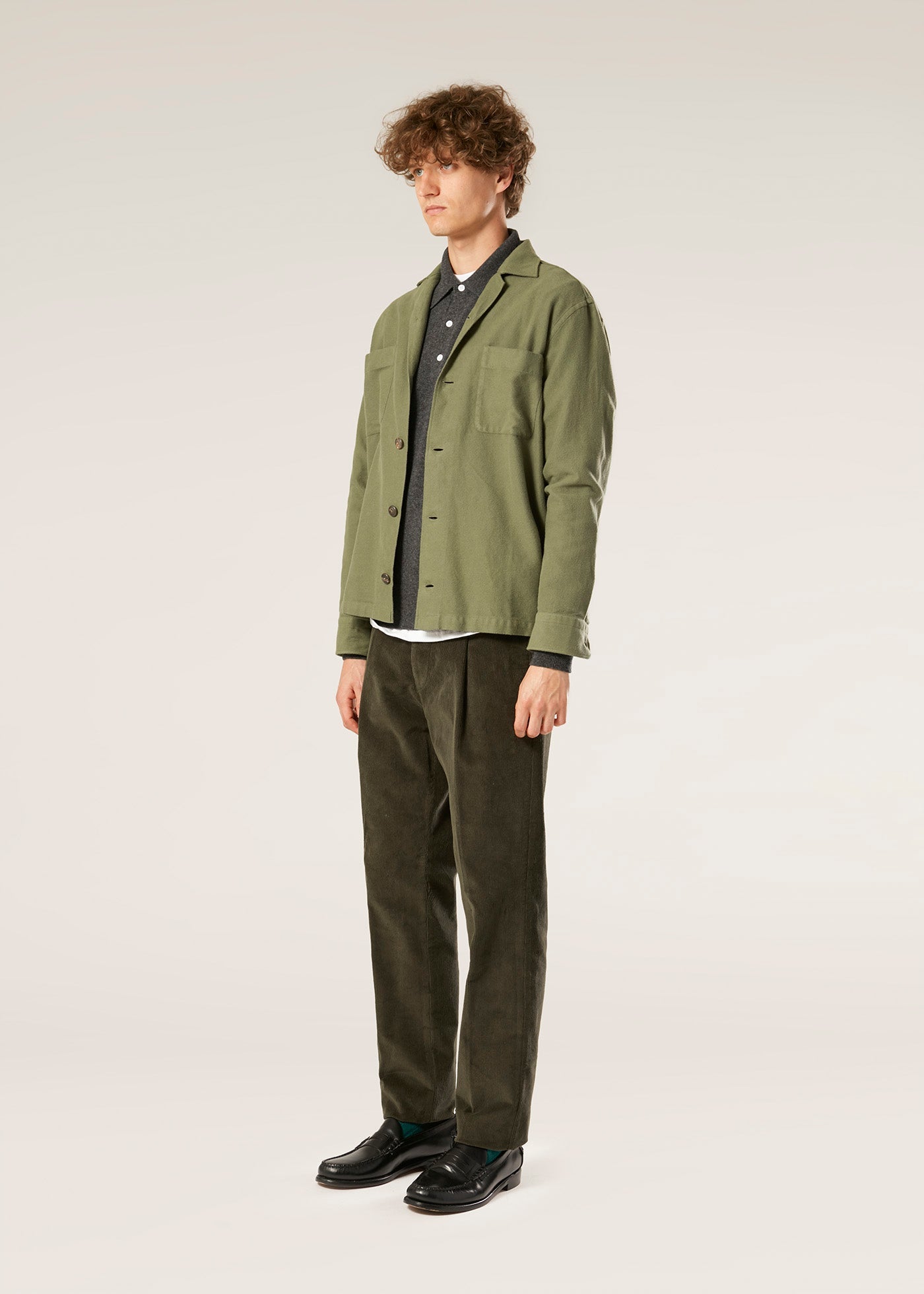 Aabba Green Cotton Overshirt Shirt