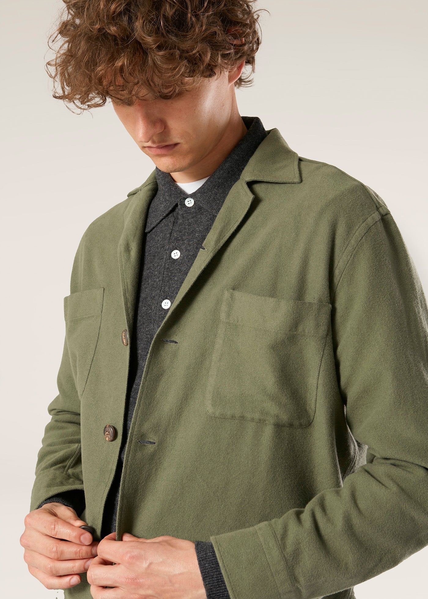 Aabba Green Cotton Overshirt Shirt