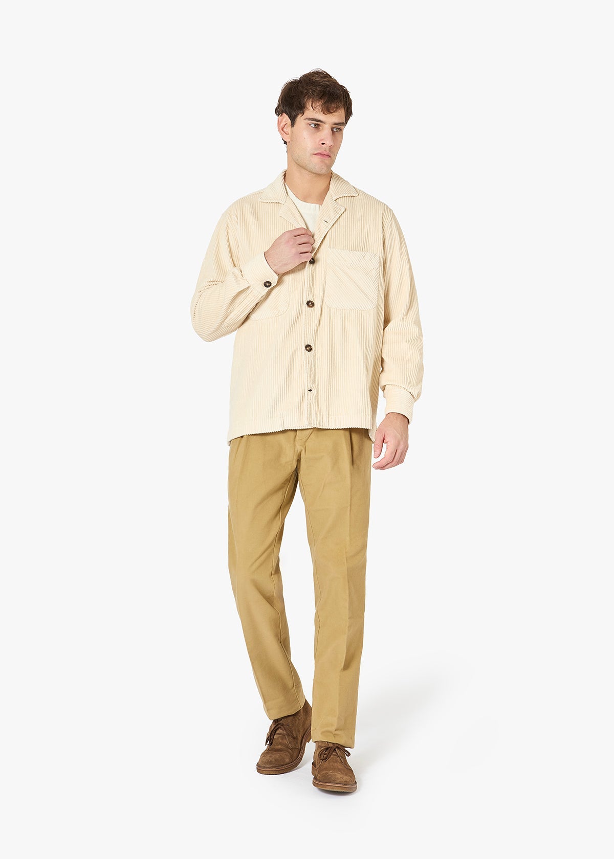Aabba Corudroy Overshirt Ivory Shirt