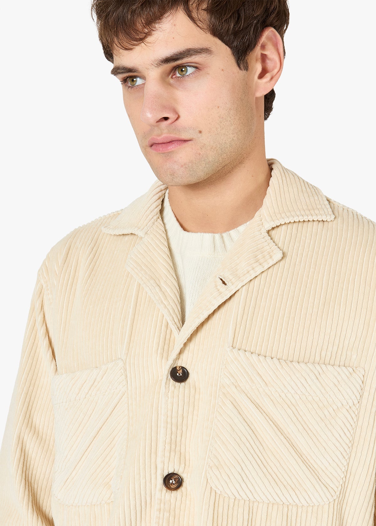 Aabba Corudroy Overshirt Ivory Shirt