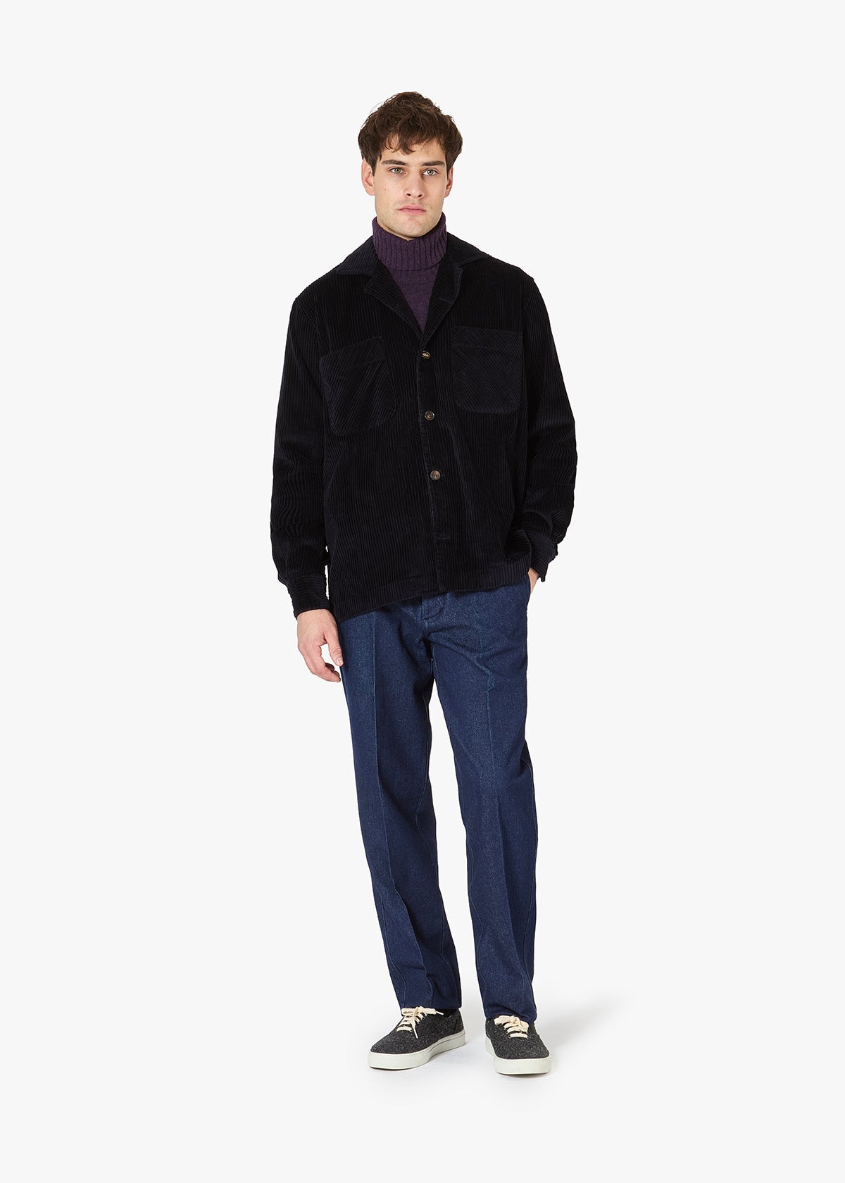 Aabba Corudroy Overshirt Navy Shirt