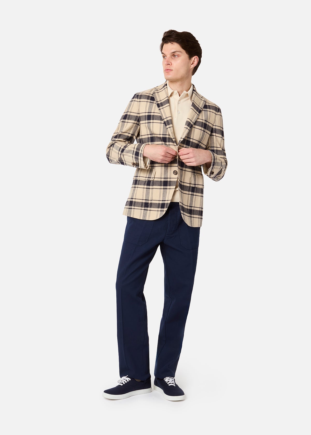 Aabenzio Checked Blazer White Coats & Jackets