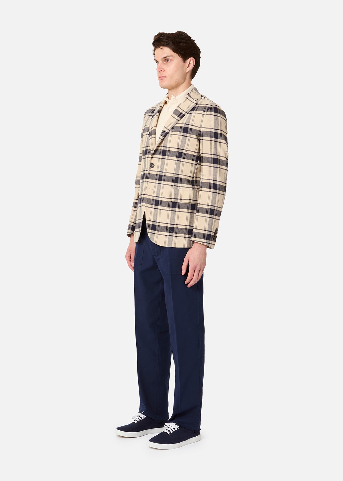 Aabenzio Checked Blazer White Coats & Jackets