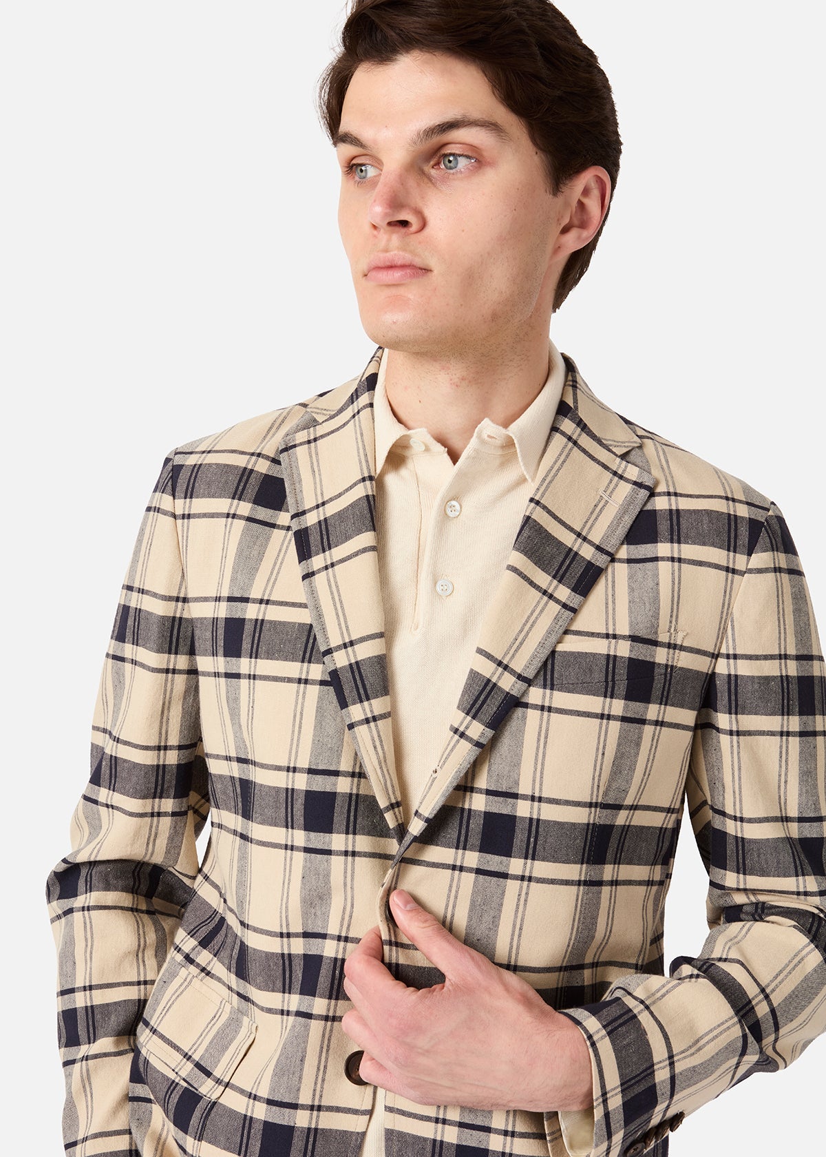 Aabenzio Checked Blazer White Coats & Jackets