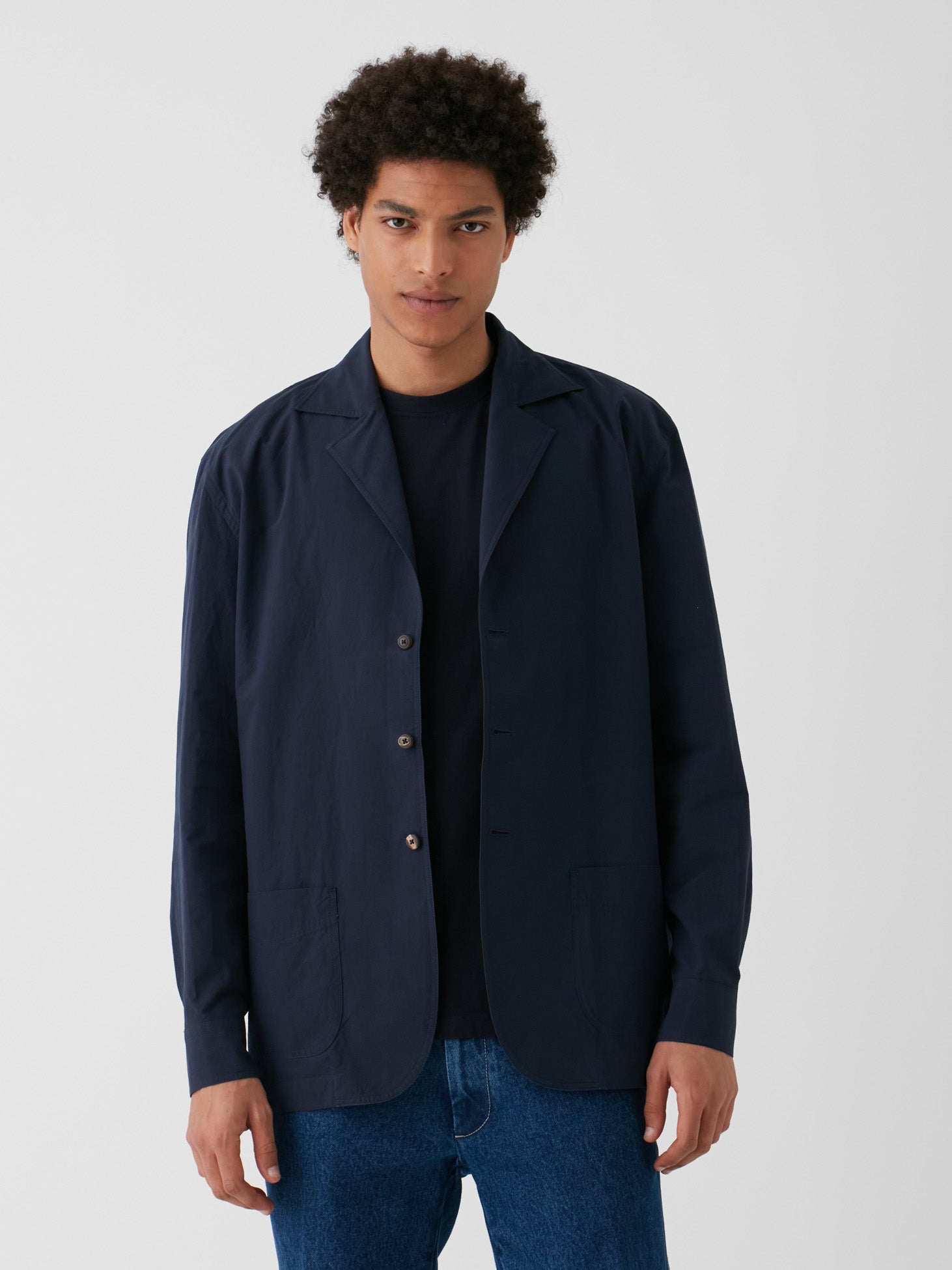 Aabigail Unlined Blue Shirt-Jacket Coats & Jackets