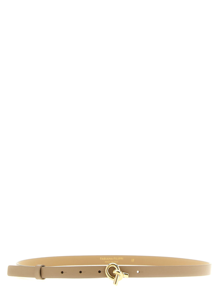 Fabiana Filippi Gold Knot Buckle Belt — Beige