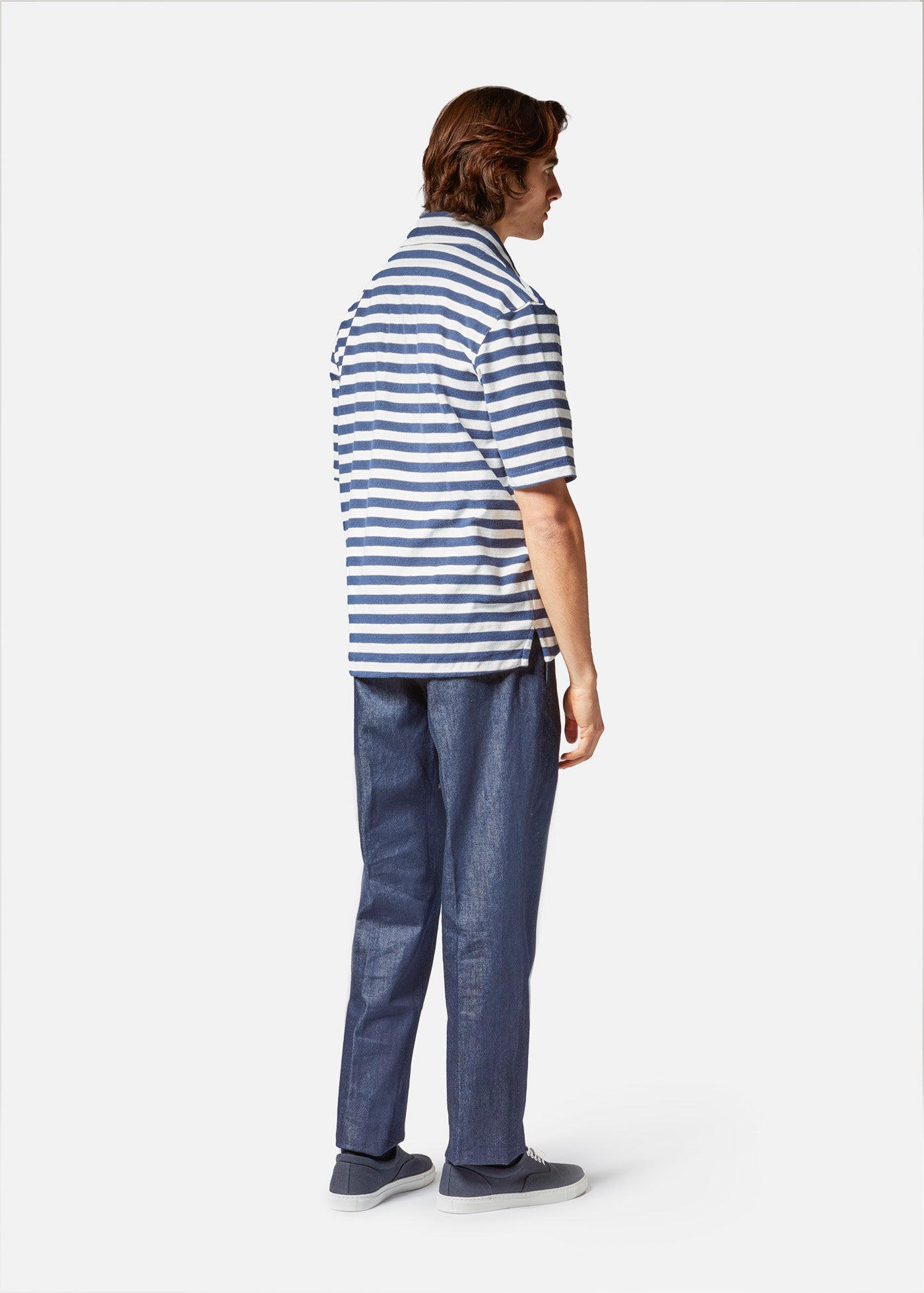 Aadeo Cotton - Terry Striped Poloshirt Blue Sweatshirts & Poloshirts