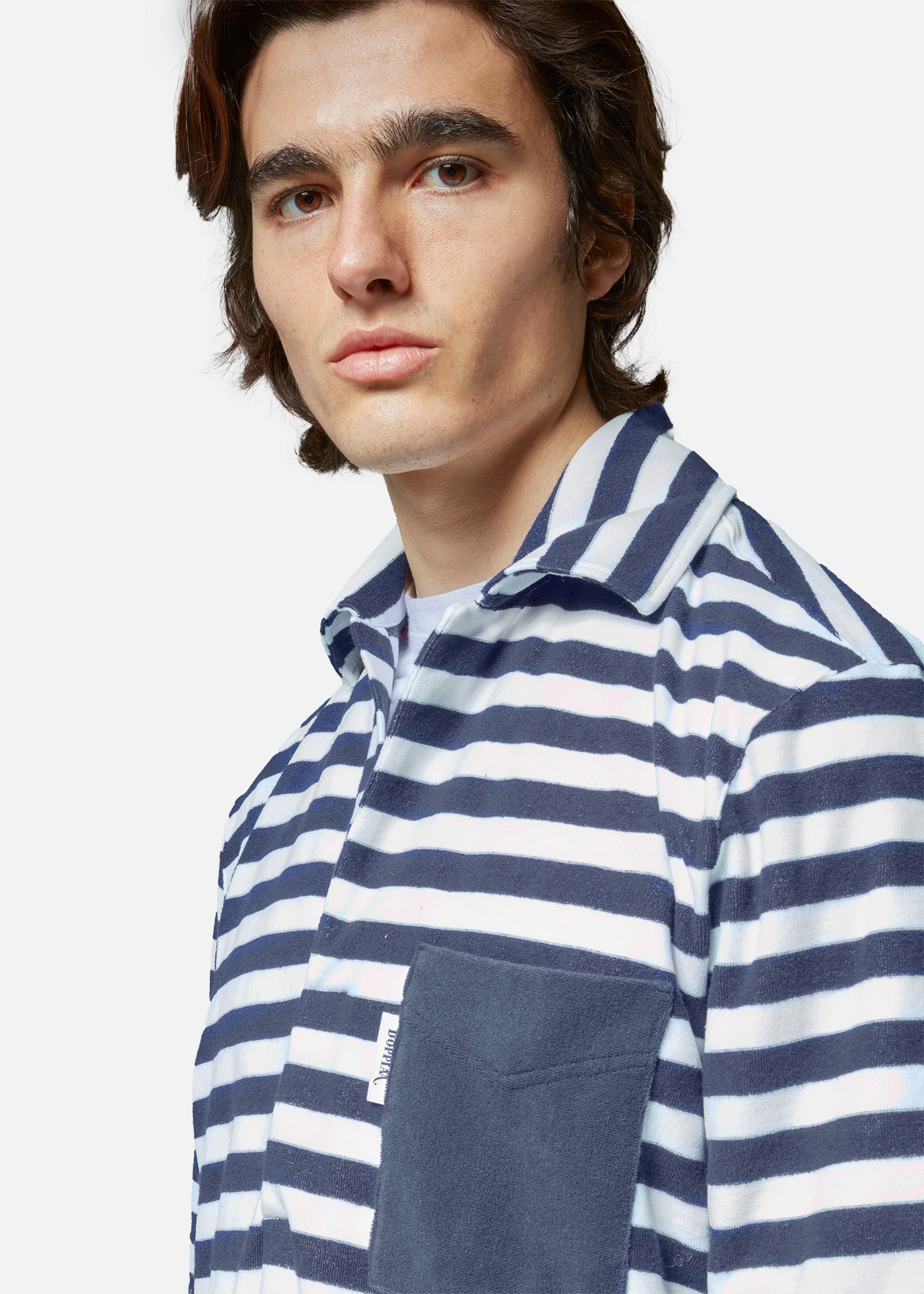 Aadeo Cotton - Terry Striped Poloshirt Blue Sweatshirts & Poloshirts