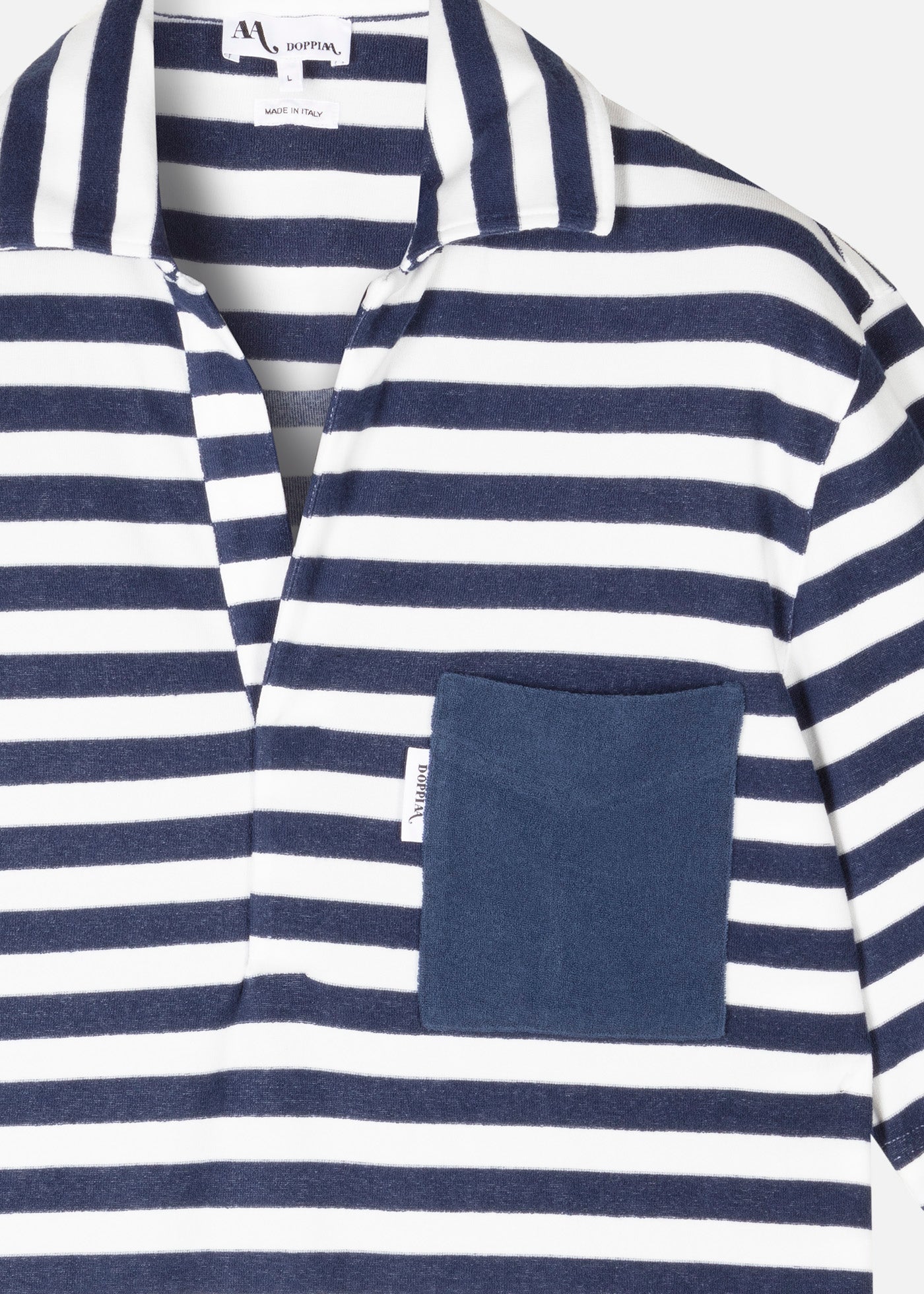 Aadeo Cotton - Terry Striped Poloshirt Blue Sweatshirts & Poloshirts