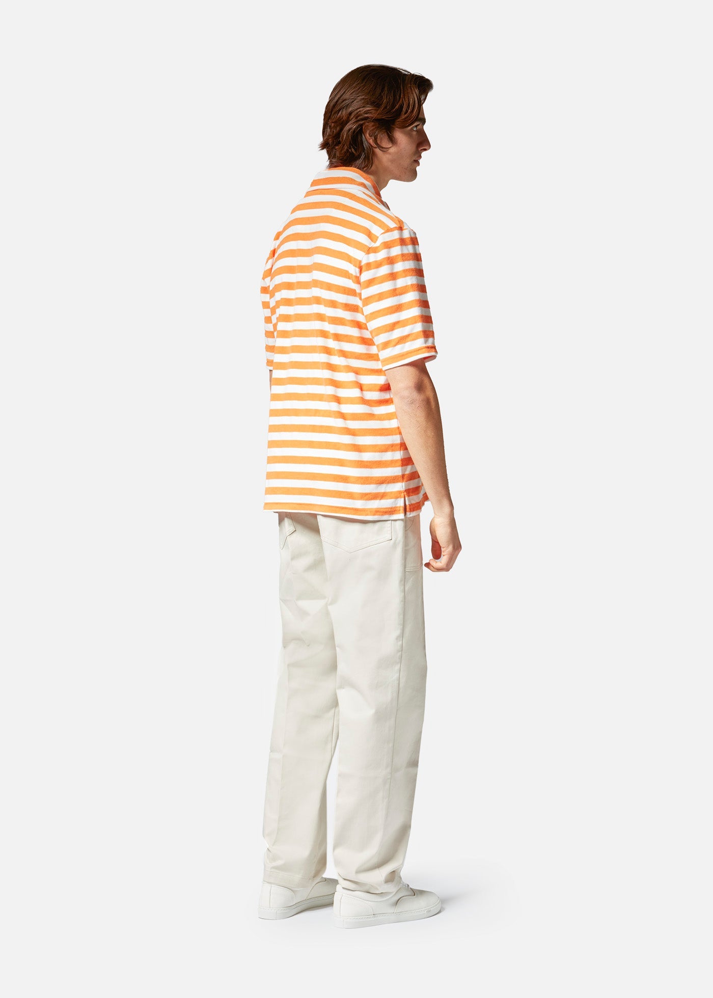 Aadeo Cotton - Terry Striped Poloshirt Orange Sweatshirts & Poloshirts