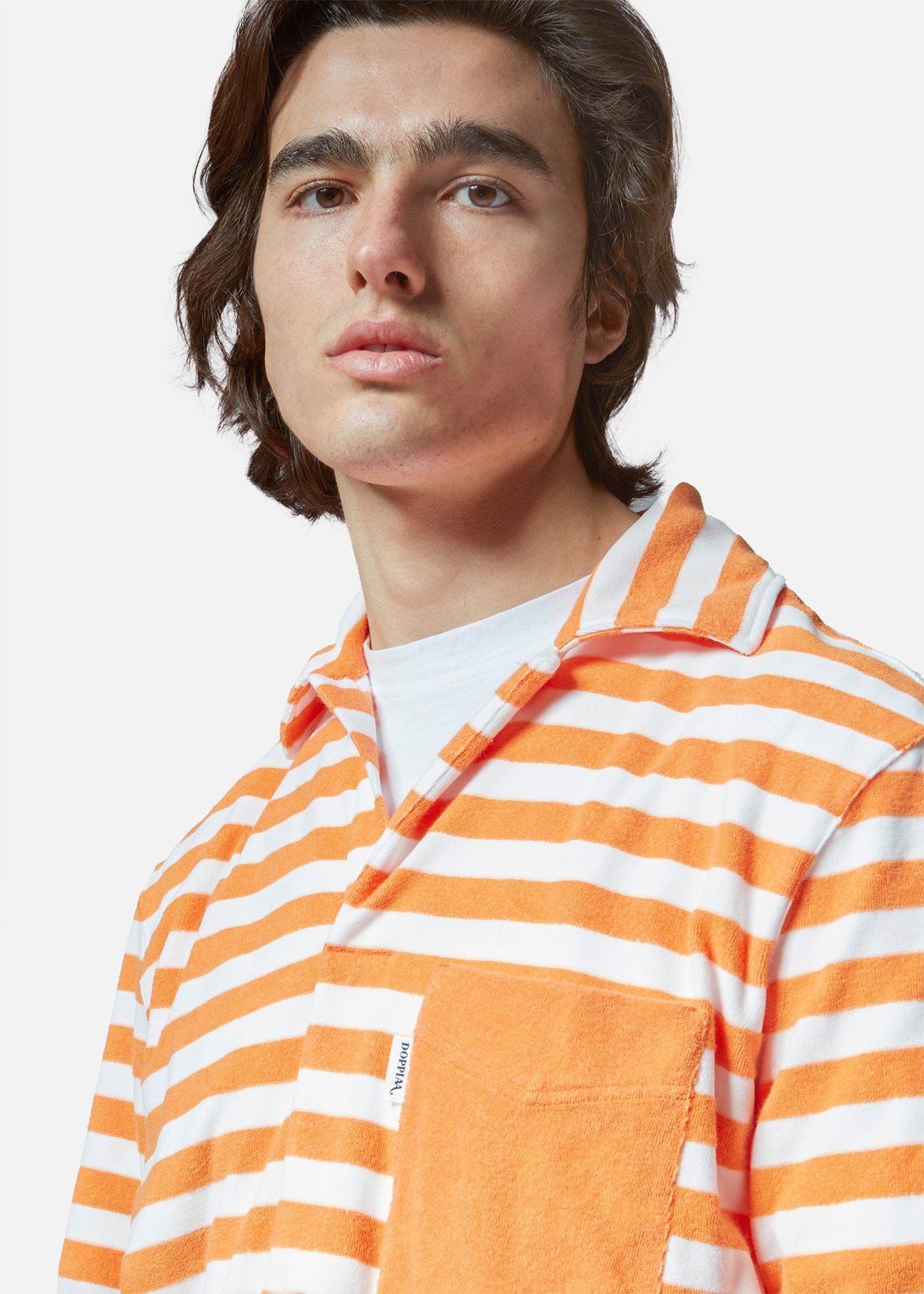 Aadeo Cotton - Terry Striped Poloshirt Orange Sweatshirts & Poloshirts