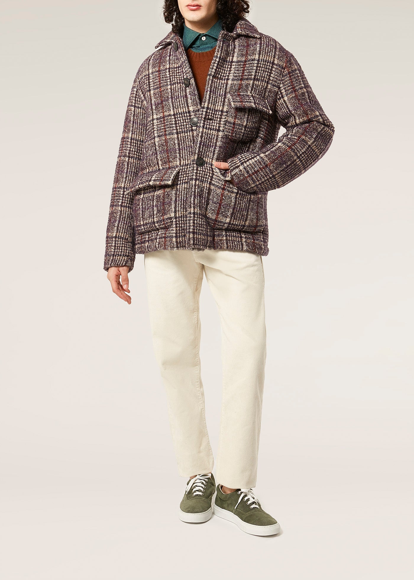 Aaderbale Wool Checked Jacket Purple Coats &