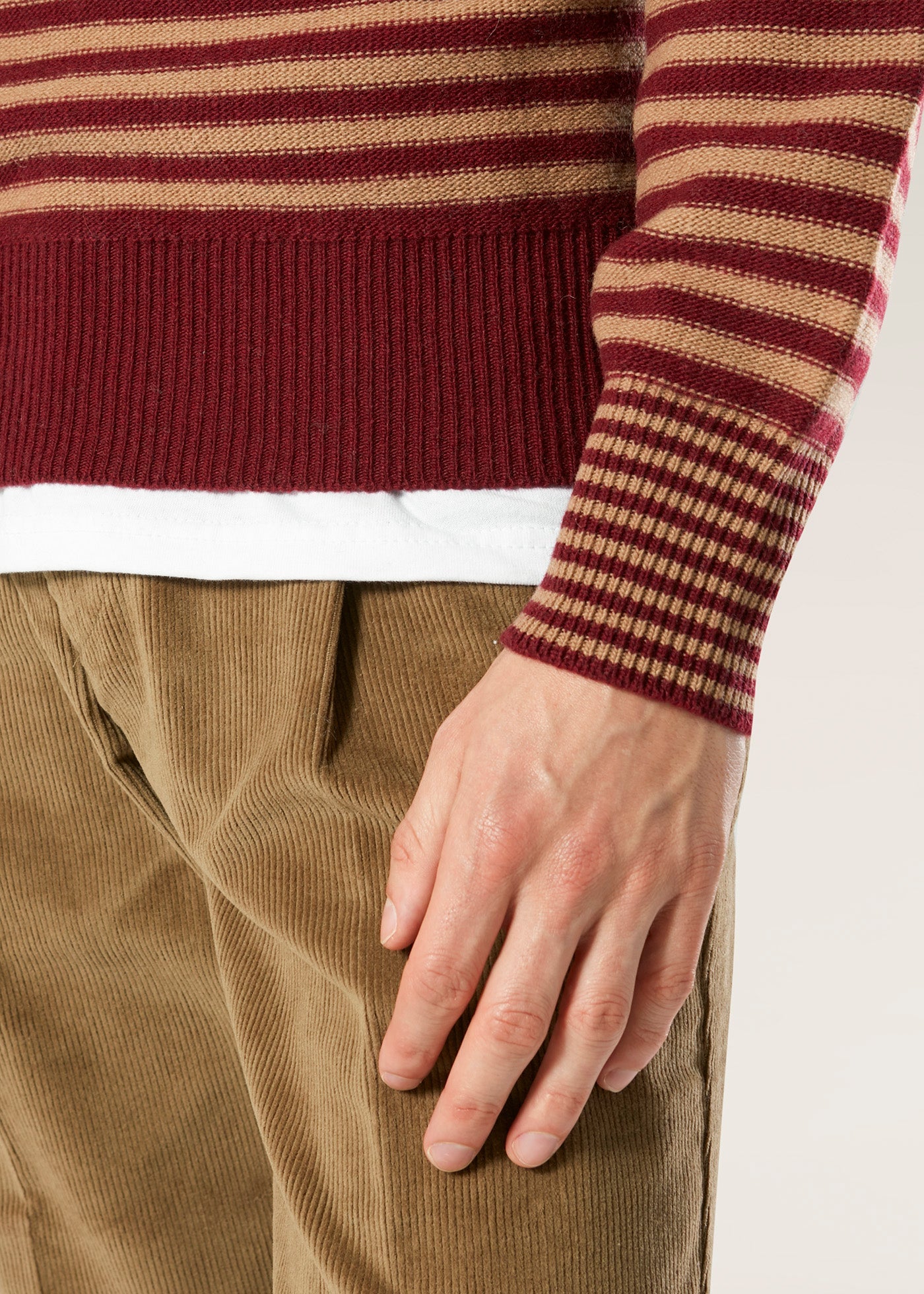 Aaitor Burgundy Wool Striped Turtleneck Brown Knitwear