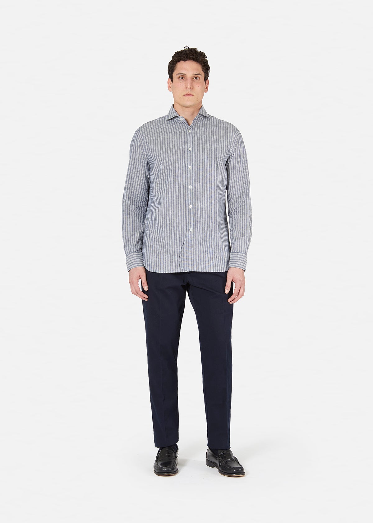 Aalassio French Collar Shirt Blue