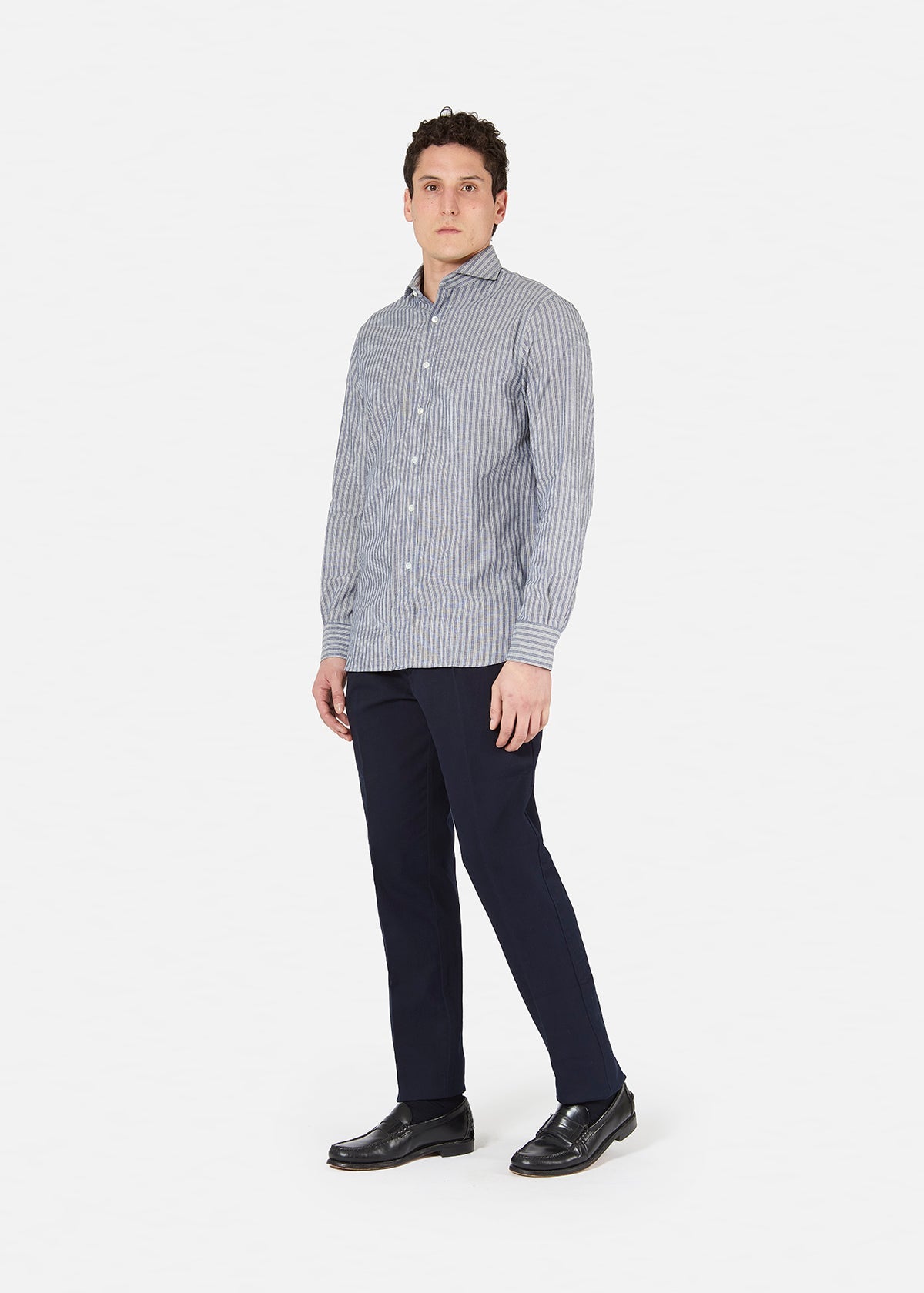 Aalassio French Collar Shirt Blue