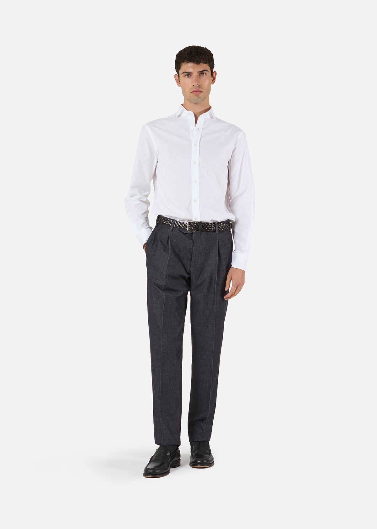 Aalassio French Collar Oxford Shirt White