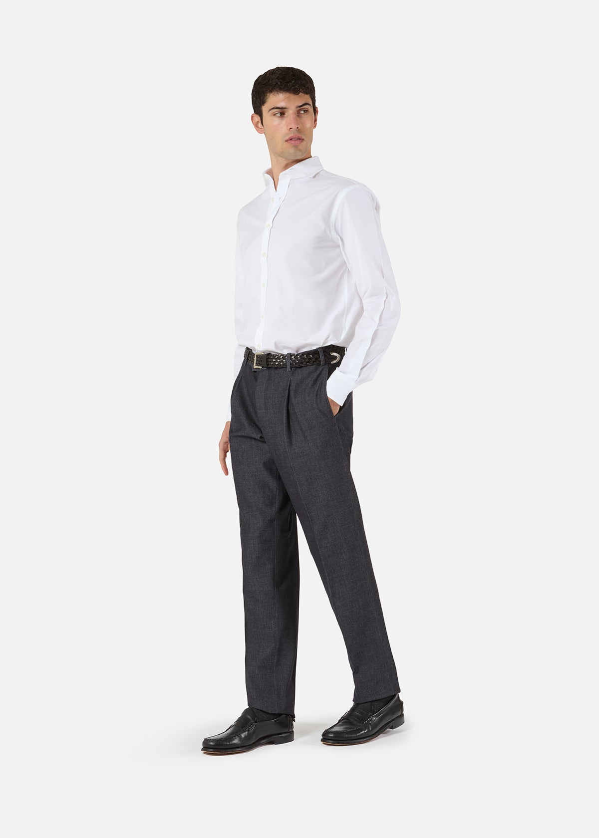 Aalassio French Collar Oxford Shirt White