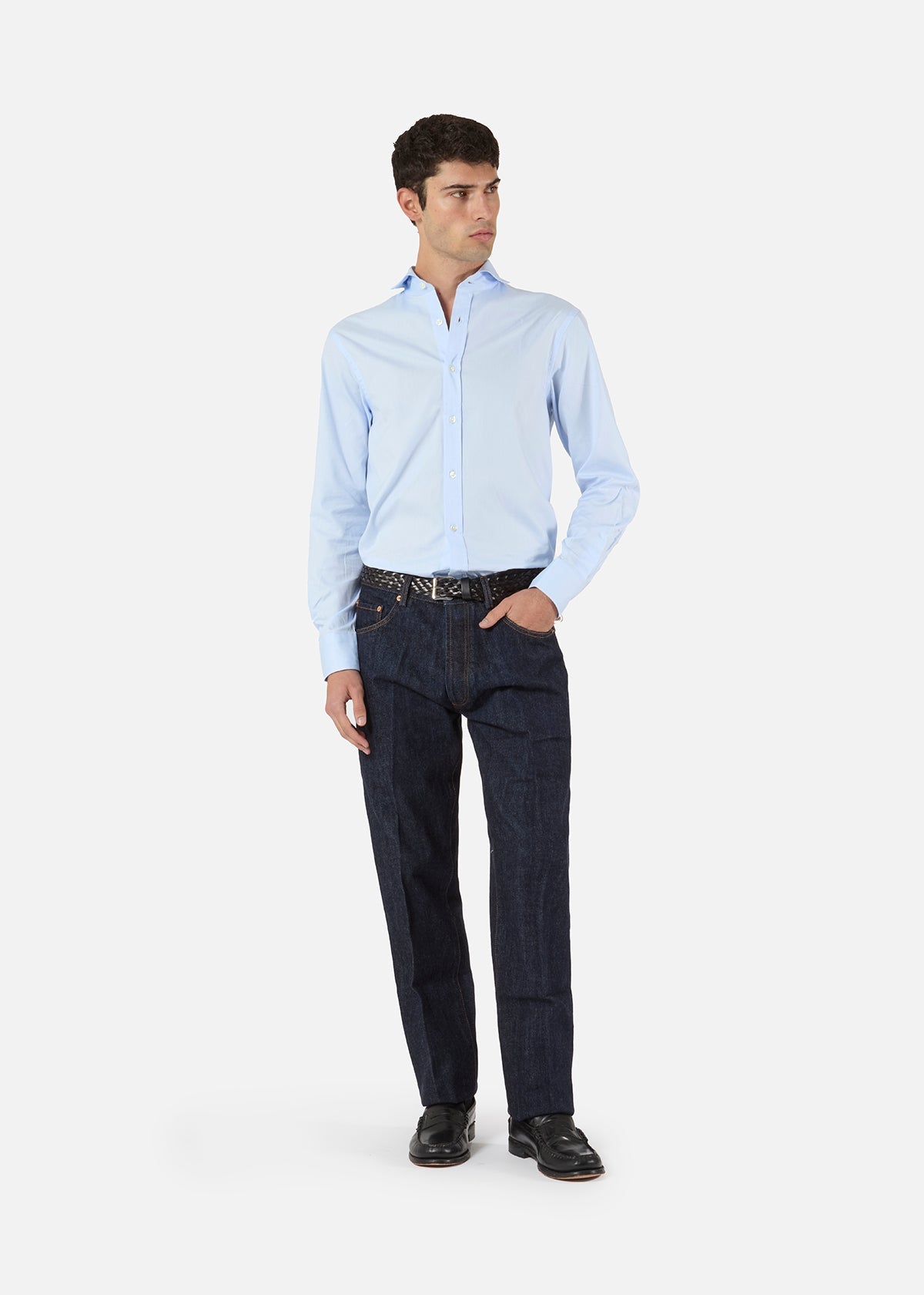 Aalassio French Collar Oxford Shirt Lightblue
