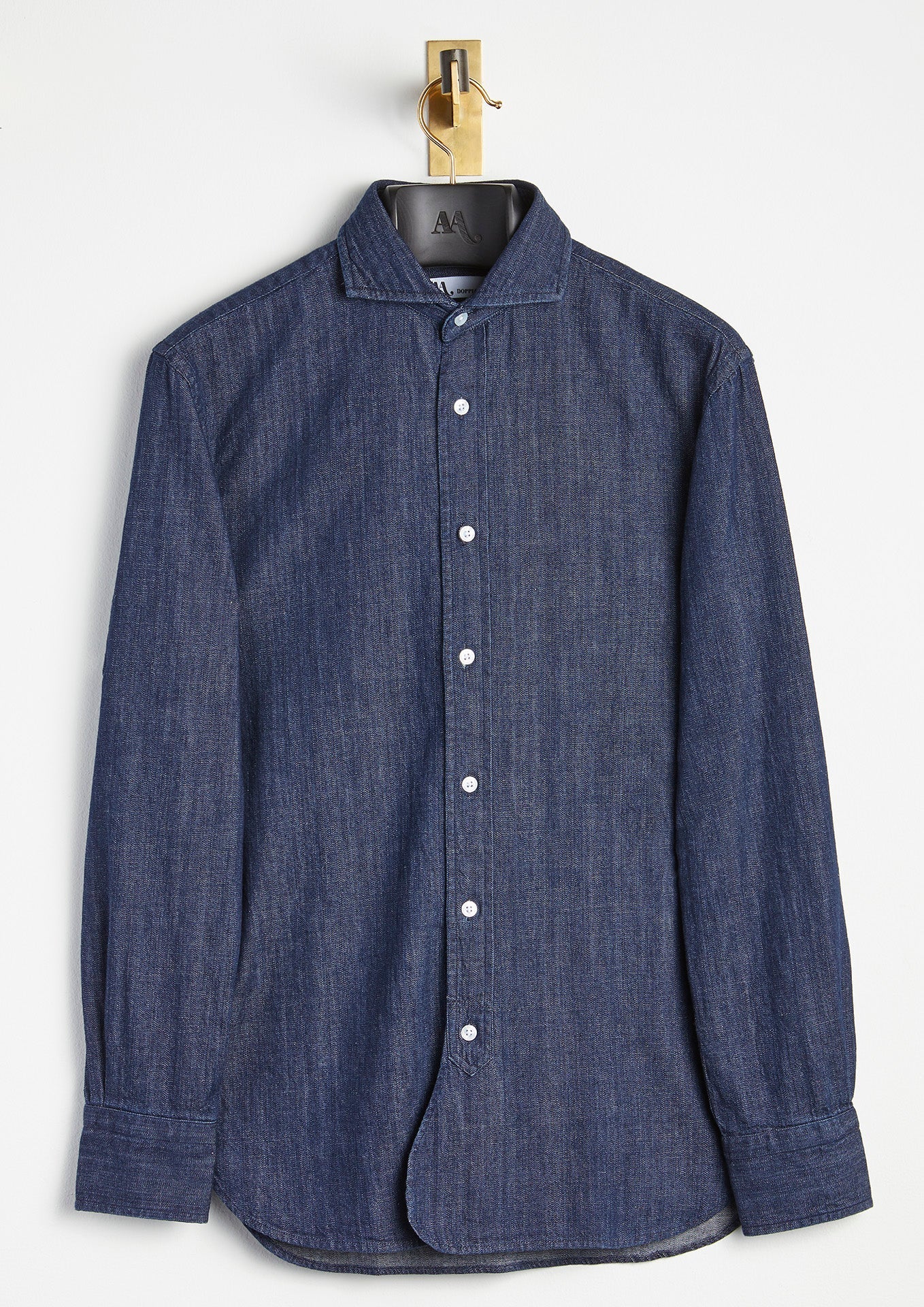 Aalassio Cutaway-Collar Cotton Shirt Blue