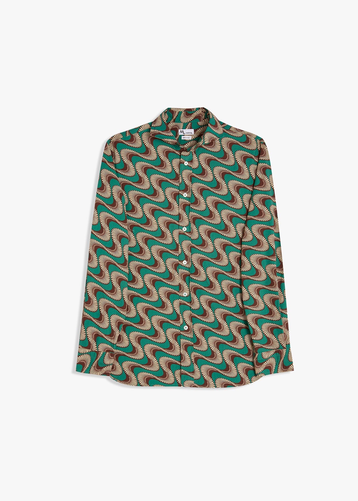 Aalassio French Collar Printed Shirt Green