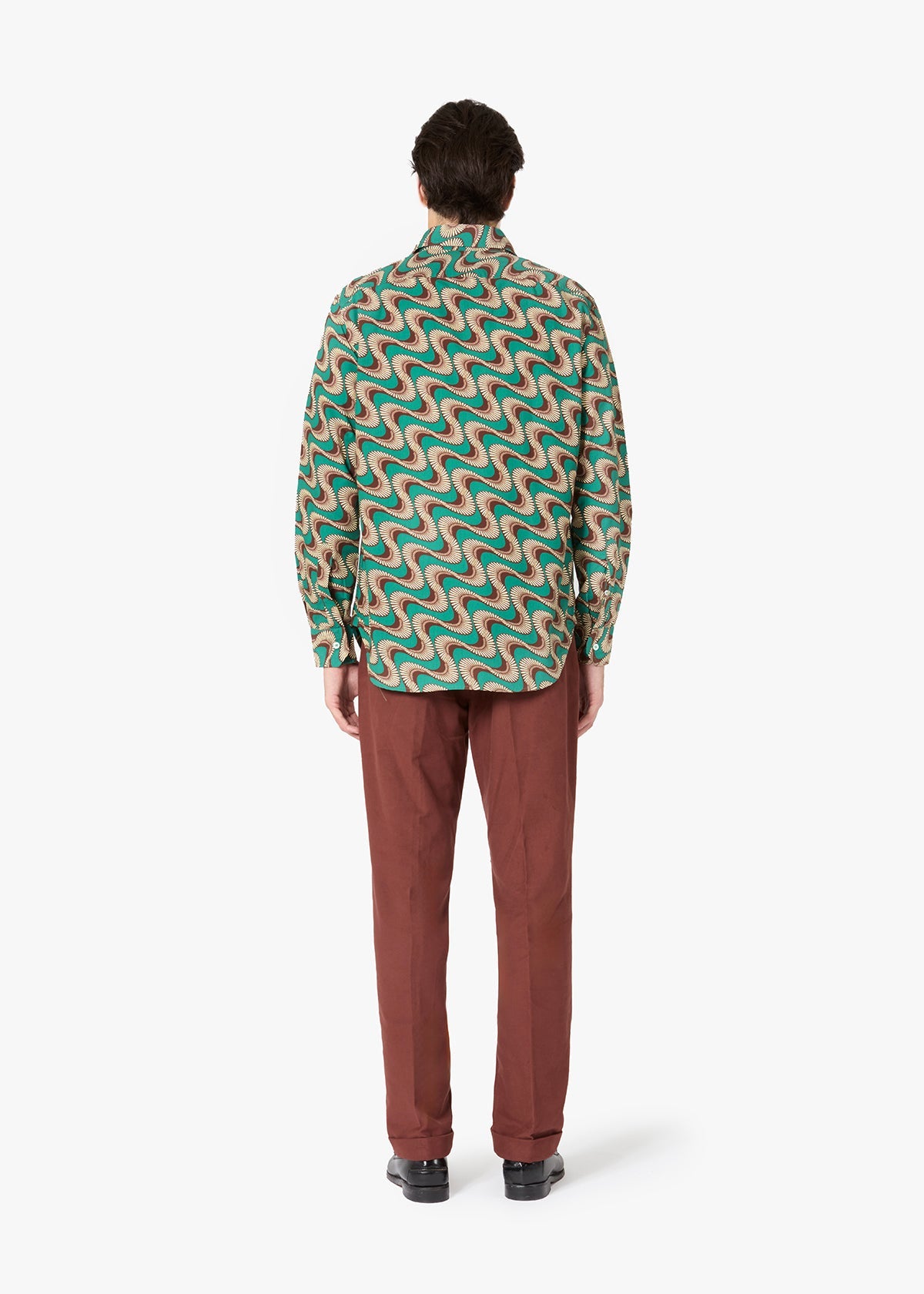 Aalassio French Collar Printed Shirt Green