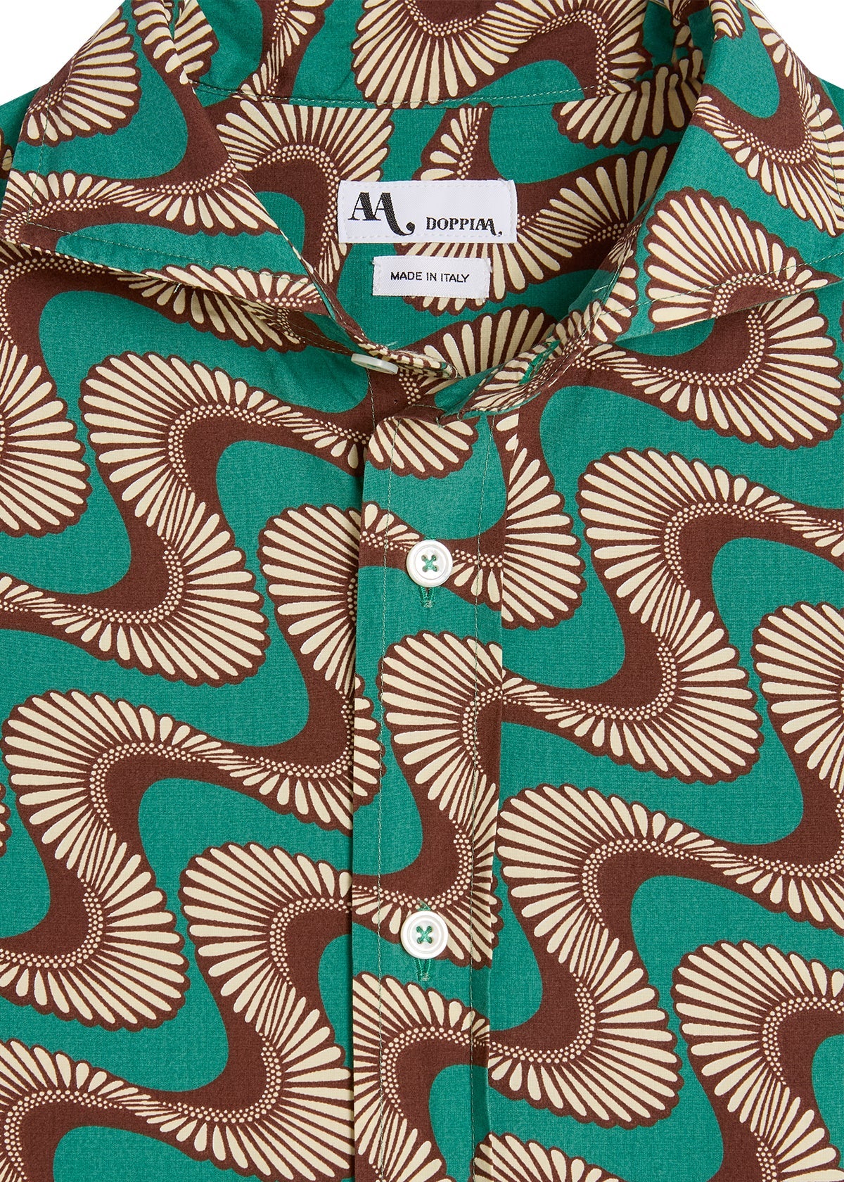 Aalassio French Collar Printed Shirt Green