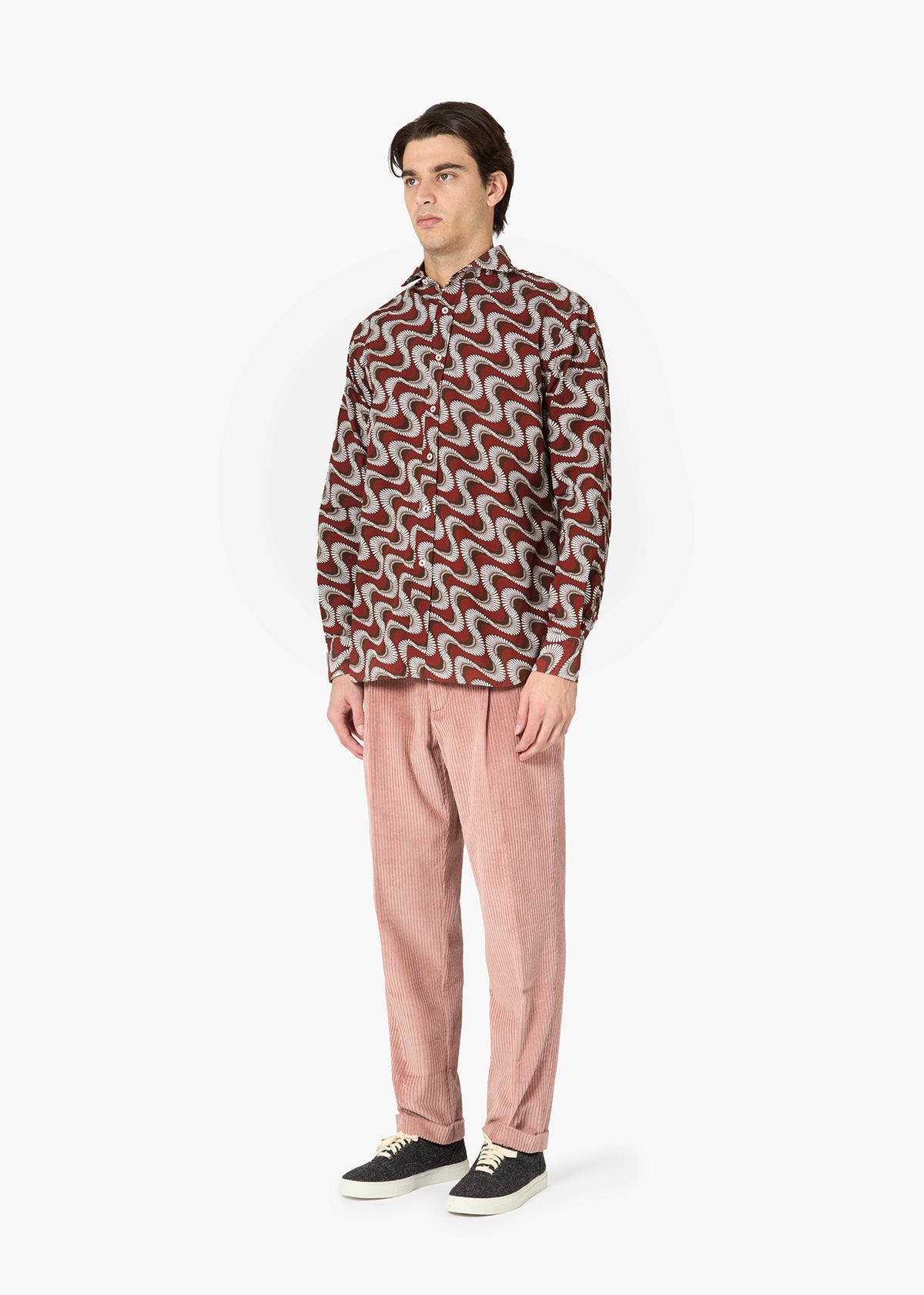 Aalassio French Collar Printed Shirt Red
