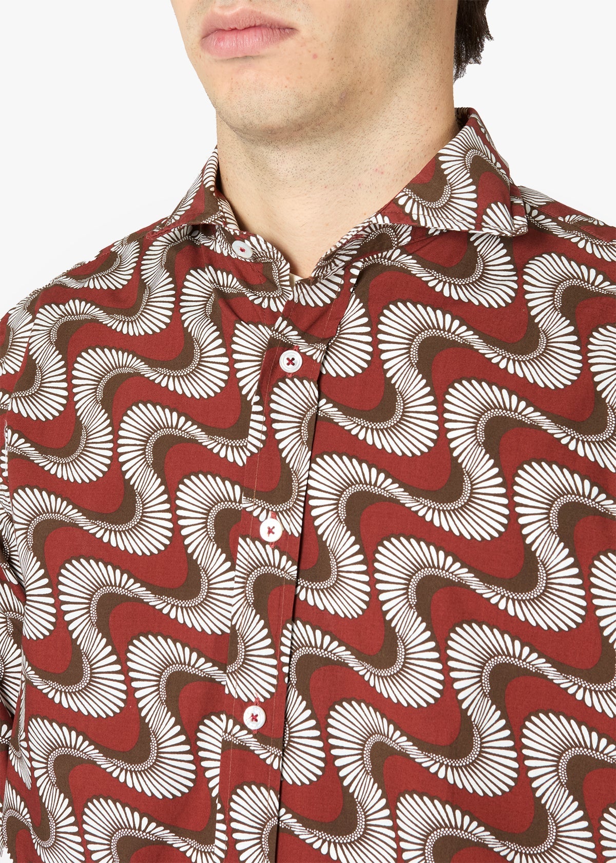 Aalassio French Collar Printed Shirt Red