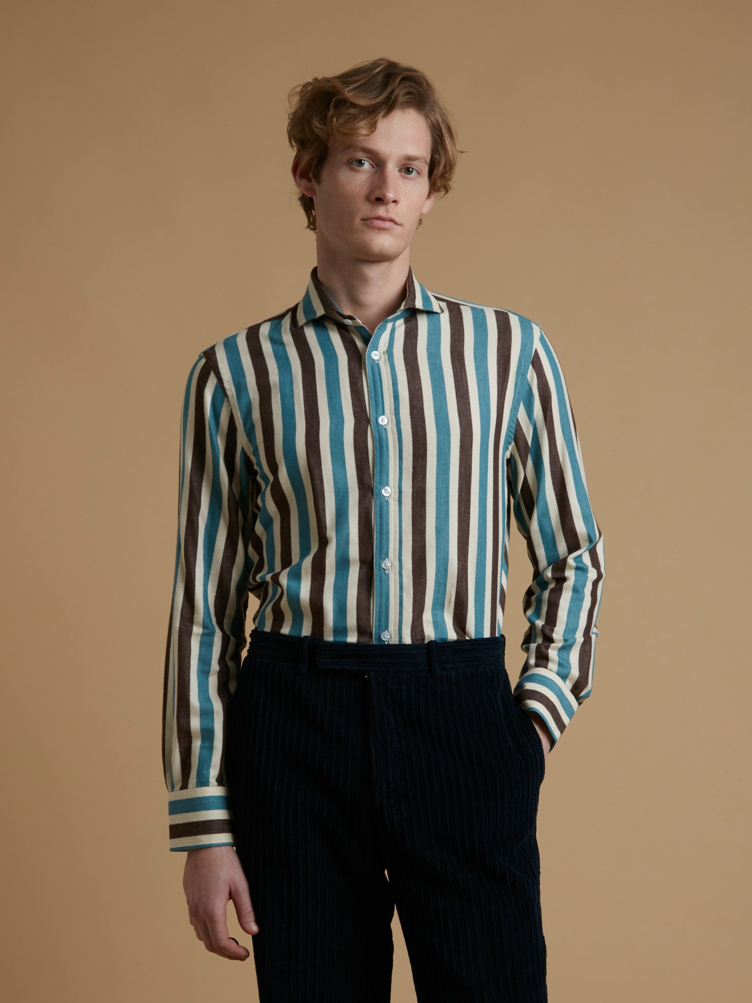 Aalassio Striped Shirt Brown
