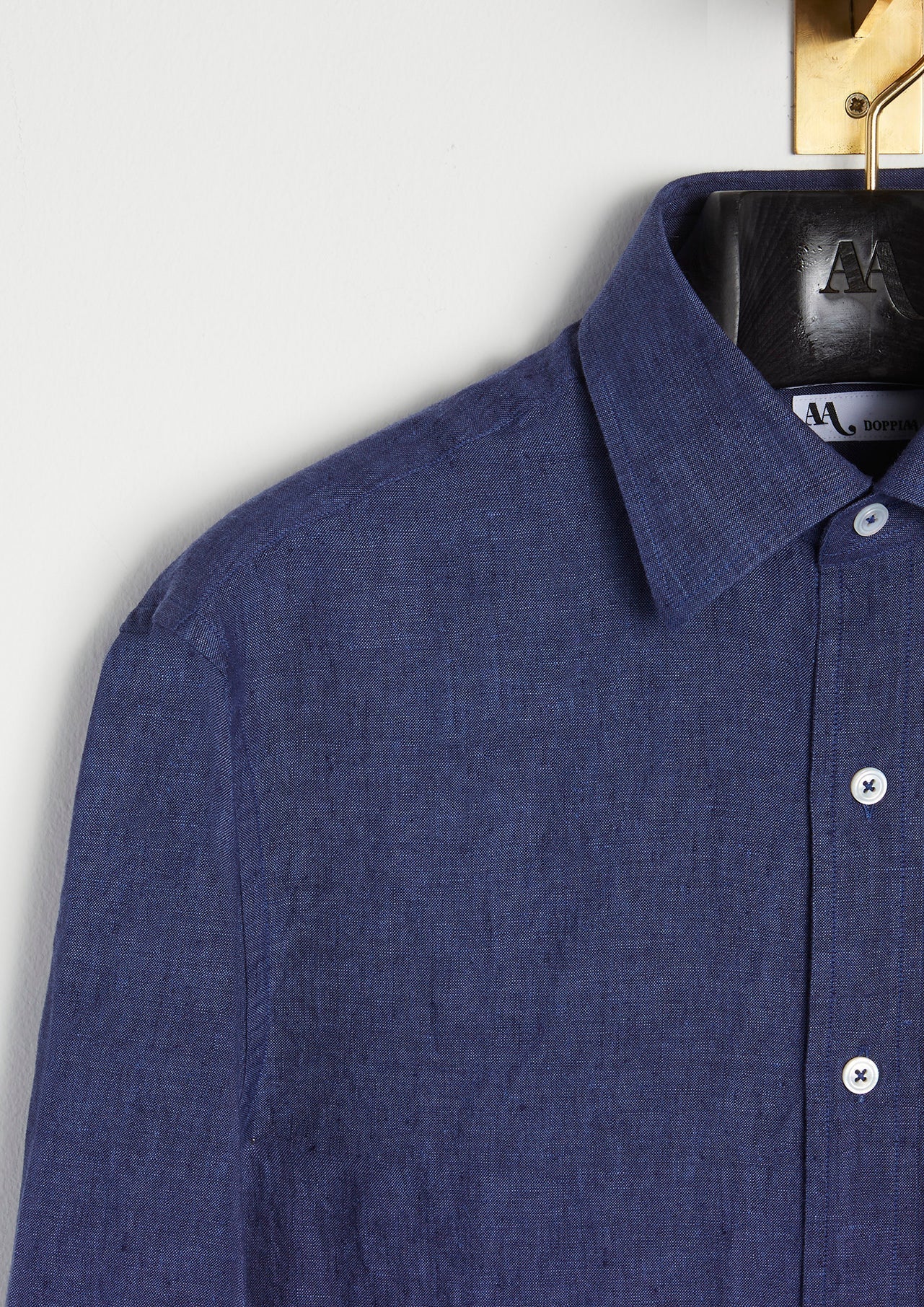 Aalbenga Solid Linen Shirt Blue