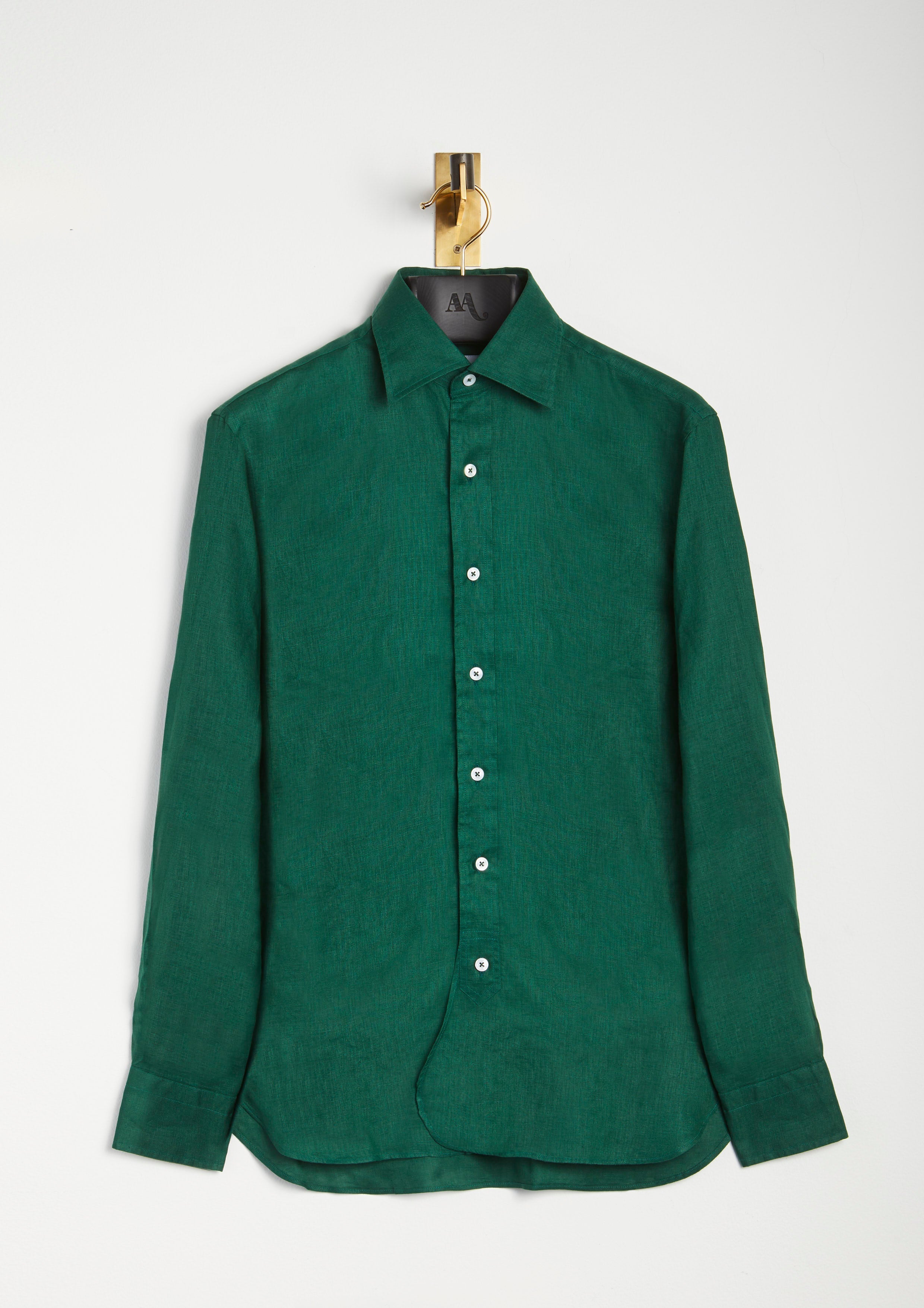 Aalbenga Solid Linen Shirt Green